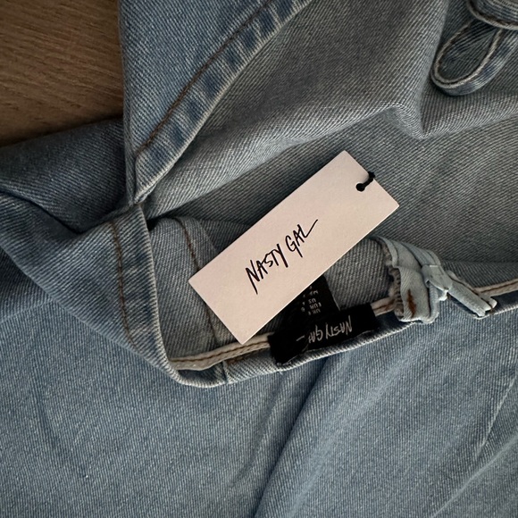 NWT Nasty gal Denim Tie Back Halter Midi Dress - Picture 8 of 9